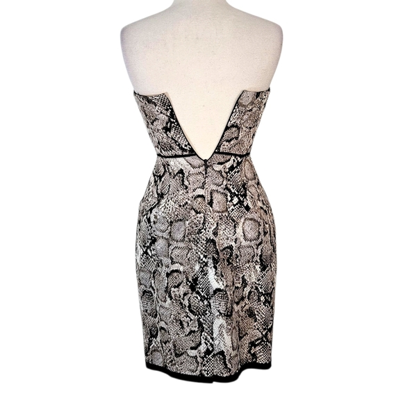 BCBGMaxazria Python Print Shana Strapless Bustier Silk Blend Mini Dress - Picture 7 of 12
